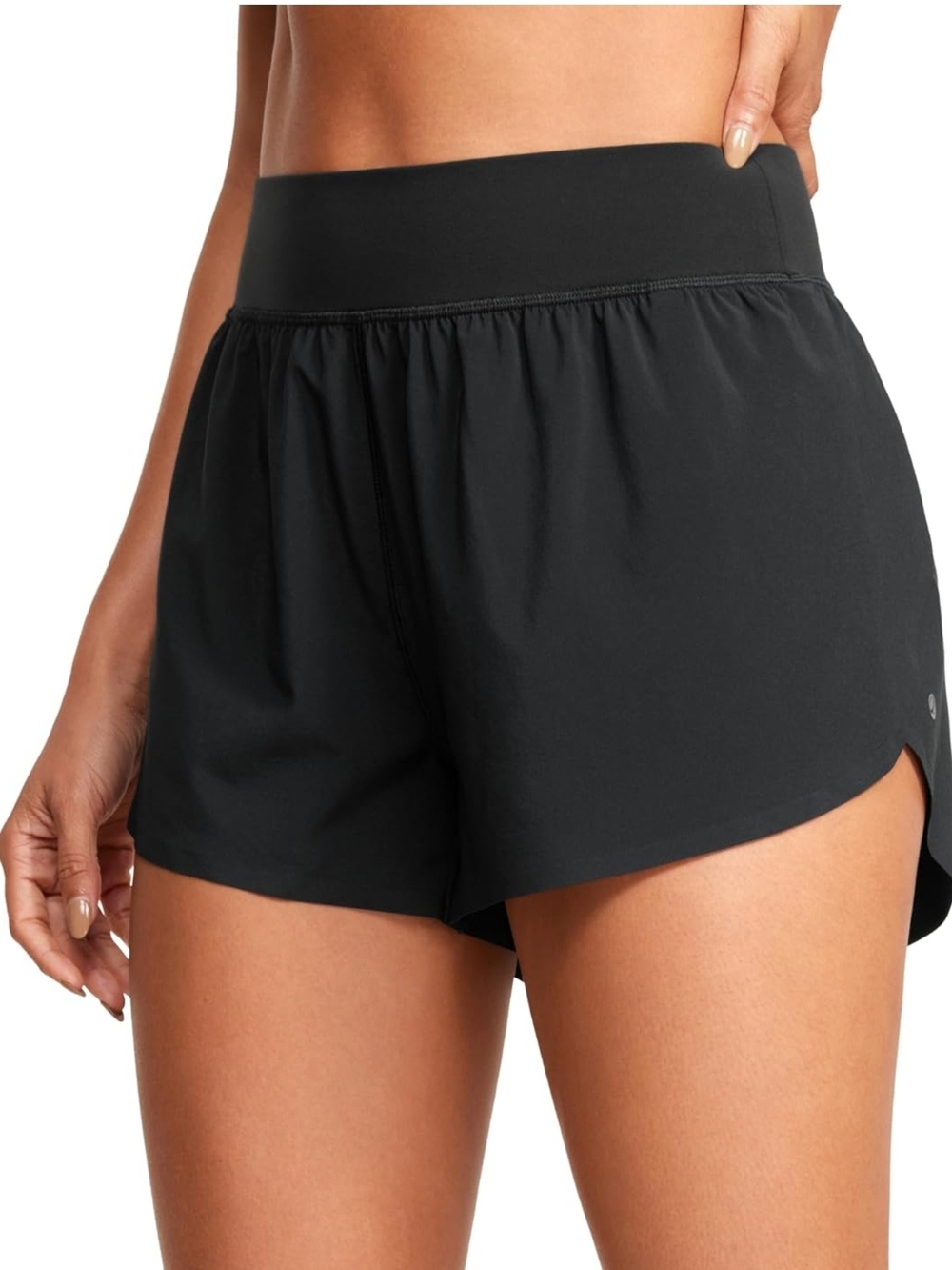 CRZ YOGA High Waisted Split Running Shorts 3" Mesh Liner, Quick Dry, Lightweight